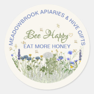 BEBEN GLÜCKLICHES Wiesenschild Blume- und Bienenbl Runder Aufkleber