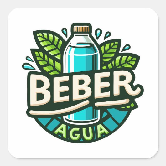 Beber agua quadratischer aufkleber (Vorderseite)