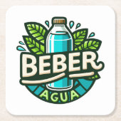 Beber agua rechteckiger pappuntersetzer (Vorderseite)