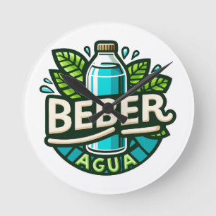 Beber agua runde wanduhr