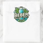 Beber agua runder aufkleber (Tasche)