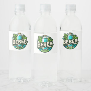 Beber agua wasserflaschenetikett