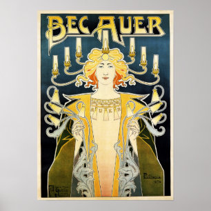 BEC AUER 1896 Benzin-Licht Poster