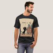 “Because I Can” Black Cat – Funny Minimal Poster T-Shirt (Vorne ganz)