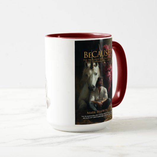 BeCAUSE! Tasse mit niedlichem Monster und Unicron (VorderseiteRechts)