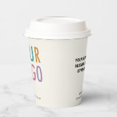 Becher aus Ecru-Papier mit Deckel, individuelles F (Links)