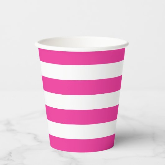 Becher aus rosa und weißem Streifen (Vorderseite)