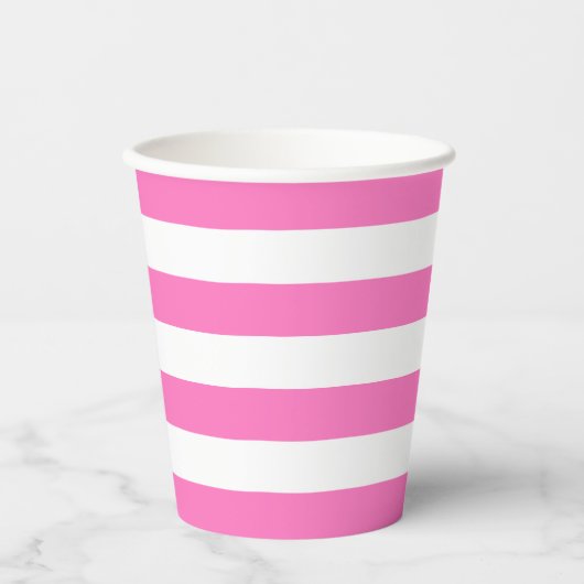 Becher aus rosa und weißem Streifen (Vorderseite)
