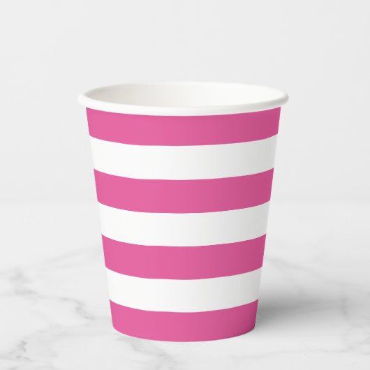 Becher aus rosa und weißem Streifen (Vorderseite)