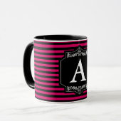 Becher Combo 325 ml Streifen Pink Monogramm Tasse (Vorderseite Links)