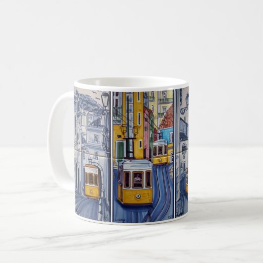 Becher déco Lissabon Azulejos Straßenbahn Kaffeetasse (Vorderseite Links)