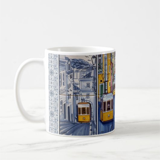 Becher déco Lissabon Azulejos Straßenbahn Kaffeetasse (Links)
