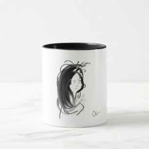 Becher Frauengesicht an den langen Haaren Tasse