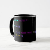 Becher „Hello World!“ Schwarzer C Weiße innerliche Tasse (Vorderseite Links)