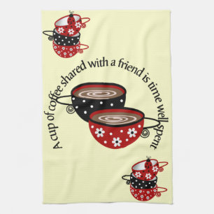 Becher Kaffee mit Freunden Küchentücher geteilt