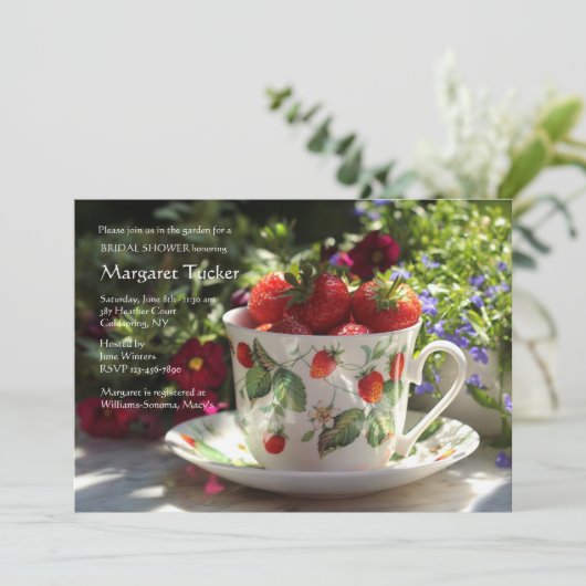 Becher mit Erdbeeren Einladung (Stehend Vorderseite)