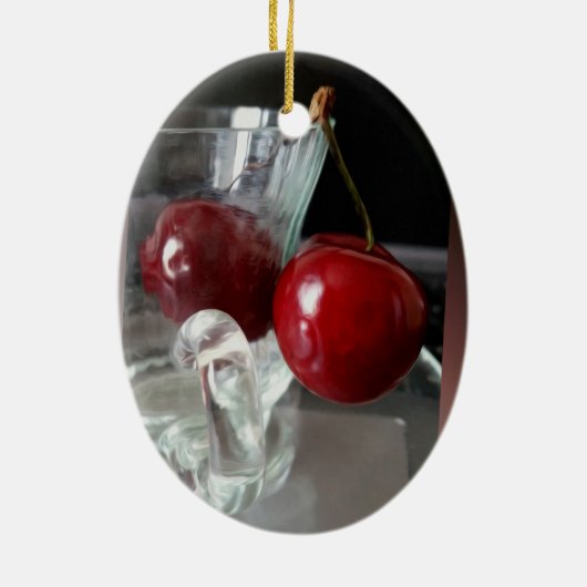 Becher mit Kirschen Keramik Ornament (Hinten)