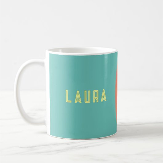 Becher Spaß Regenbogen blau, rot, pfirsichfarben Kaffeetasse (Links)
