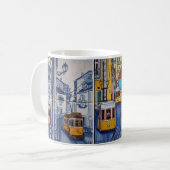 Becher Straßenbahn Straßen von Lissabon azulejos Kaffeetasse (Vorderseite Links)
