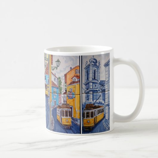Becher Straßenbahn Straßen von Lissabon azulejos Kaffeetasse (Rechts)