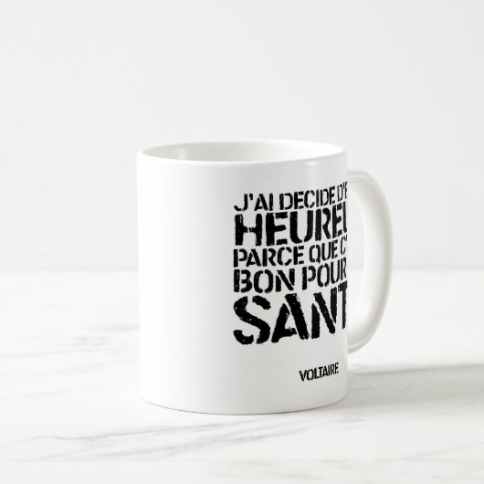 BECHER: Zitat - Voltaire Kaffeetasse (VorderseiteRechts)