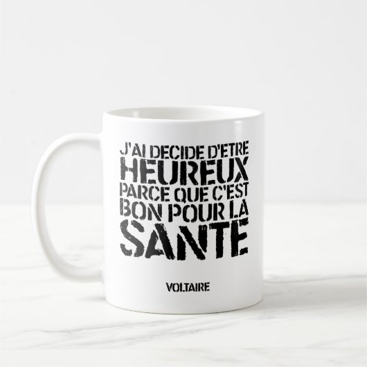 BECHER: Zitat - Voltaire Kaffeetasse (Links)