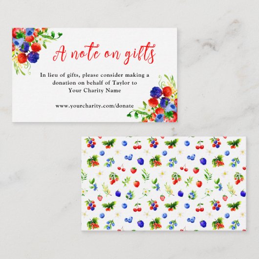 Becherbeeren mit Blättern Geburtstag Ein Hinweis a Begleitkarte (Vorne/Hinten)