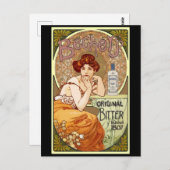 Bechers Bitter - Alfons Mucha Art Nouveau Postkarte (Vorne/Hinten)