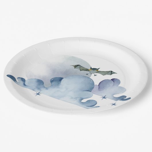 Becken und Wolken Pappteller (Schrägansicht)