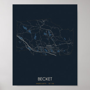 Becket Massachusetts Straßenkarte Poster (Nacht)