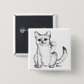 Beckoning Kitty Cat Maneki Neko Button (Vorne & Hinten)