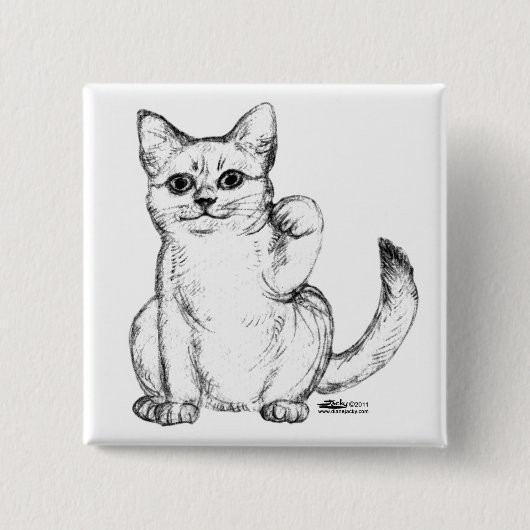 Beckoning Kitty Cat Maneki Neko Button (Vorderseite)