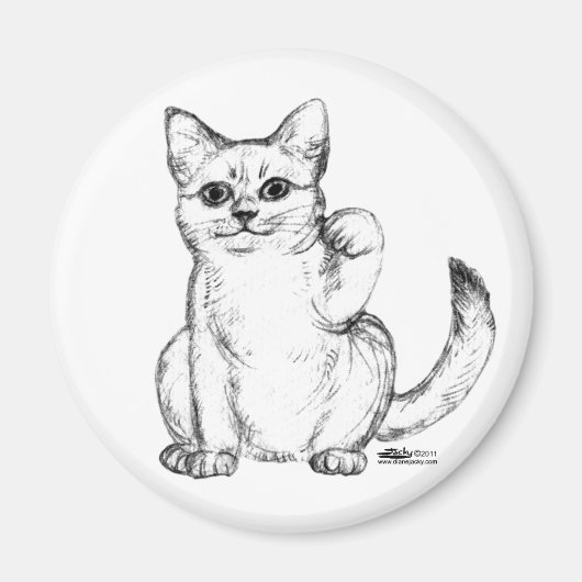 Beckoning Kitty Cat Maneki Neko Magnet (Vorne)
