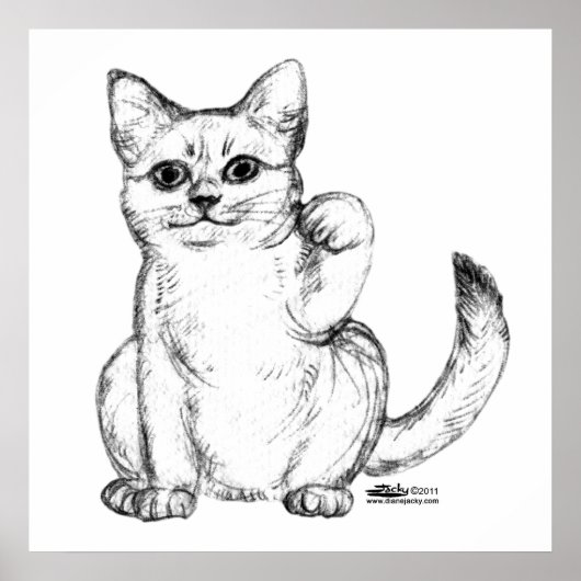 Beckoning Kitty Cat Maneki Neko Poster (Vorne)
