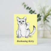 Beckoning Kitty Cat Maneki Neko Postkarte (Stehend Vorderseite)