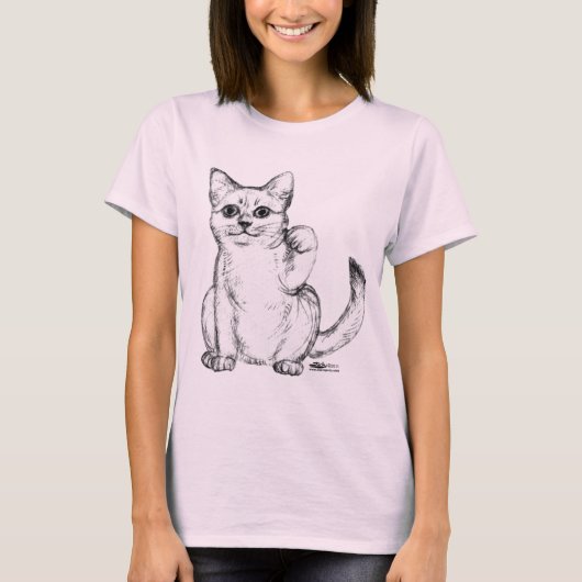 Beckoning Kitty Cat Maneki Neko T-Shirt (Vorderseite)