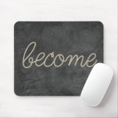 BECOME Rope Text on Black Leather Mousepad (Mit Mouse)