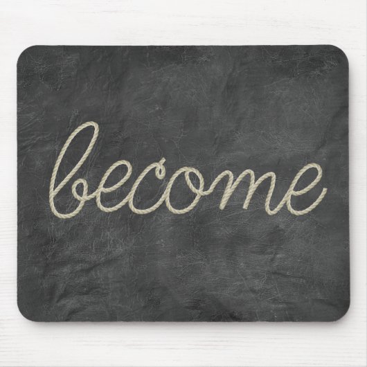 BECOME Rope Text on Black Leather Mousepad (Vorne)