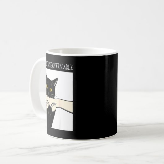 Become Ungovernable - Black Cat Biting Hand Funny  Kaffeetasse (Vorderseite Links)