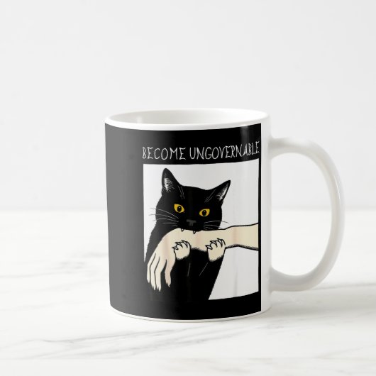 Become Ungovernable - Black Cat Biting Hand Funny Kaffeetasse (Rechts)