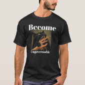 "Become Ungovernable" Funny Black Cat Biting Hand T-Shirt (Vorderseite)