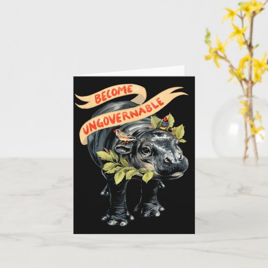 Become Ungovernable Funny Moo-deng Karte (Gelbe Blume)