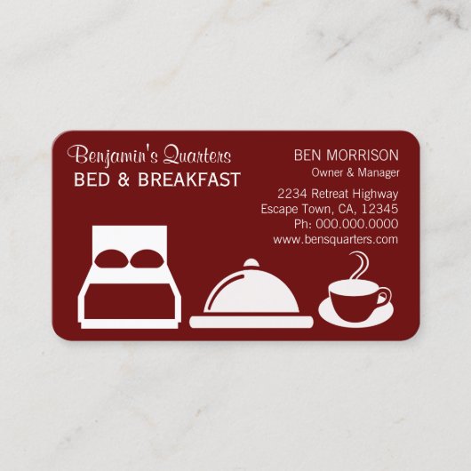 Bed and Breakfast Business Card Visitenkarte (Vorderseite)