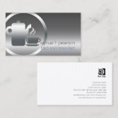 Bed and Breakfast Chrome Coffee Pot Cup Icon Food Visitenkarte (Vorne/Hinten)