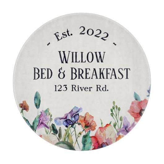 Bed and Breakfast Custom Floral Schneidebrett (Vorderseite)