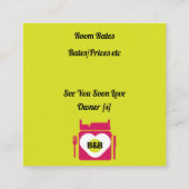 Bed and Breakfast Geschenke und Werbeaktion Kaffee Quadratische Visitenkarte (Rückseite)