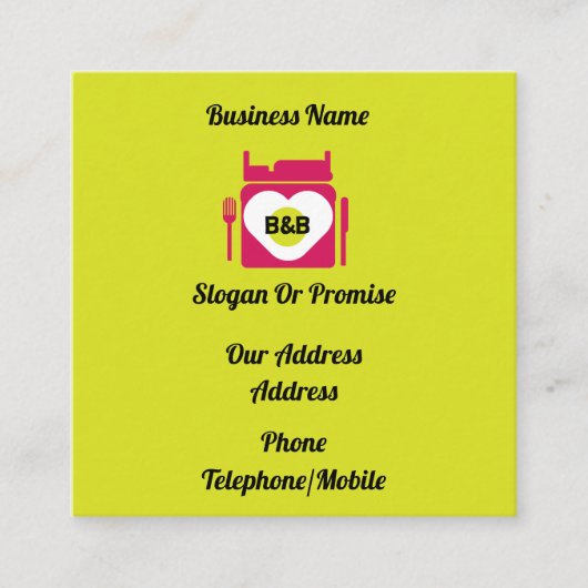 Bed and Breakfast Geschenke und Werbeaktion Kaffee Quadratische Visitenkarte (Vorderseite)