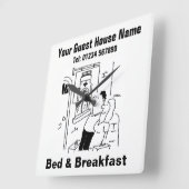Bed & Breakfast Cartoon Quadratische Wanduhr (Winkel)