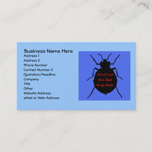 Bed Bug Exterminator Business Card Visitenkarte (Vorderseite)