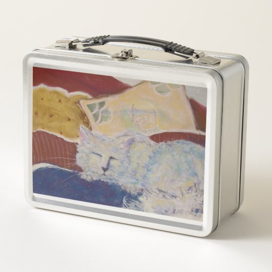 Bed Cat Sleeping Pet Fur Maureen Girard Metall Brotdose (Vorderseite)